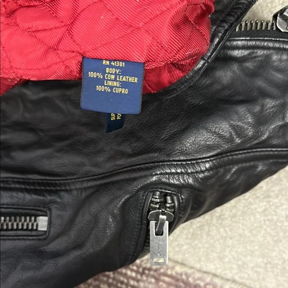 Polo Ralph Lauren Black Leather Moto Jacket | Real Cowhide | Women’s Size Small - Picture 13 of 13